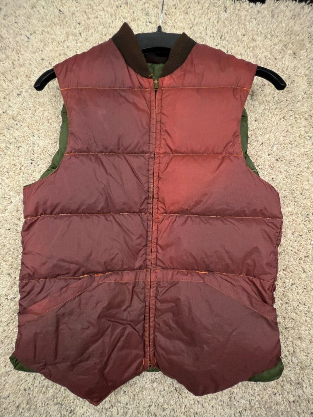 Vintage Reversible Hunting Down Filled Puffer Vest Ammo Pouch Pockets Large